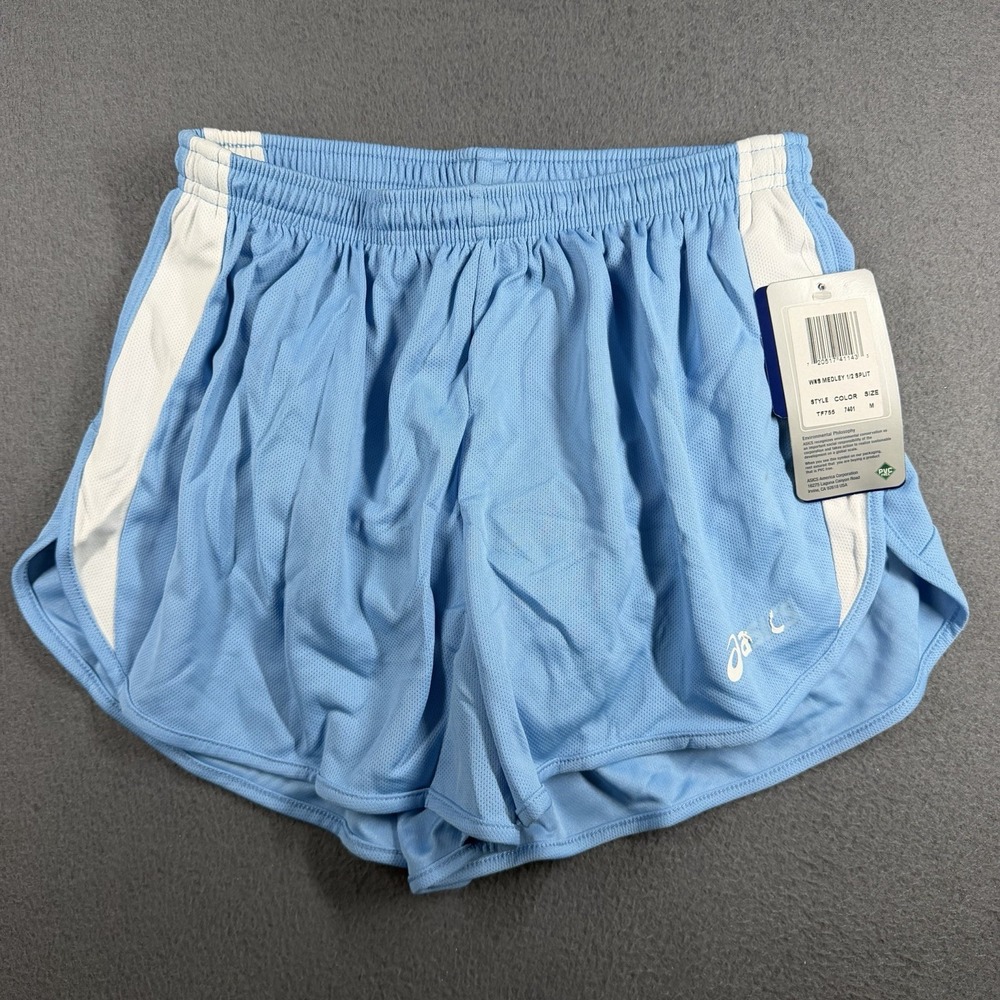 Asics Medley 1/2 Split Running Shorts Womens Medium Blue Drawstring Liner